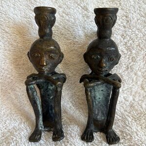 Antique Bronze Candle Holders